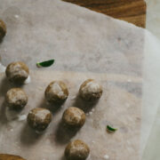 Flay lay view of protein balls.