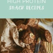 Pin for best dairy free high protein snacks with photo of muffins.