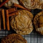 Brown and light brown swirl cookies on a cooling rack.