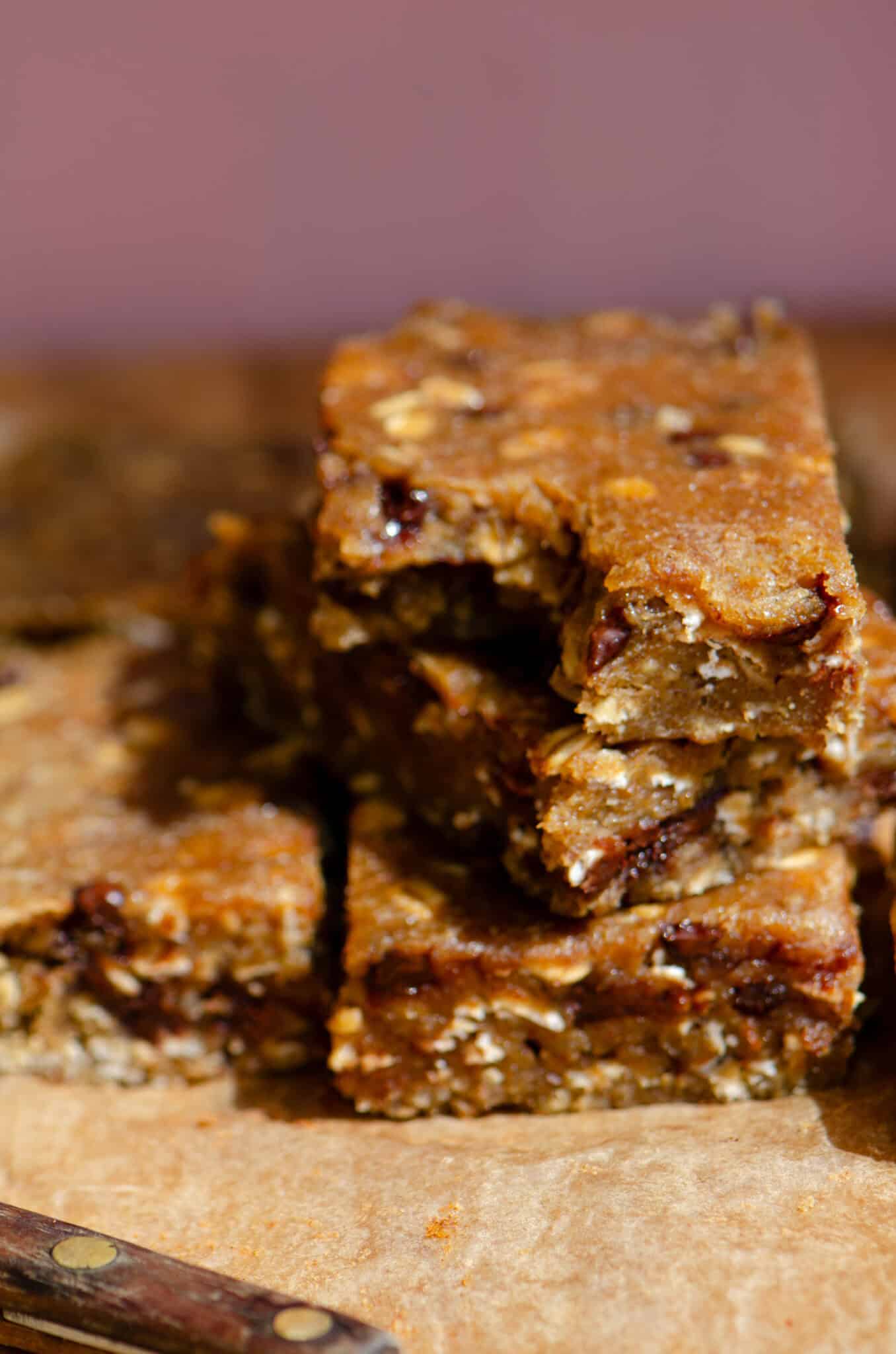 View of Banana Oat Protein Bars - Beside the Mountain