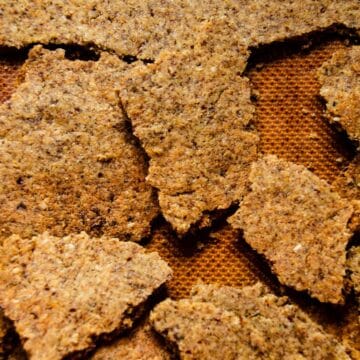Brown rough crispy homemade cracker pieces.