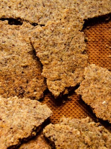 Brown rough crispy homemade cracker pieces.