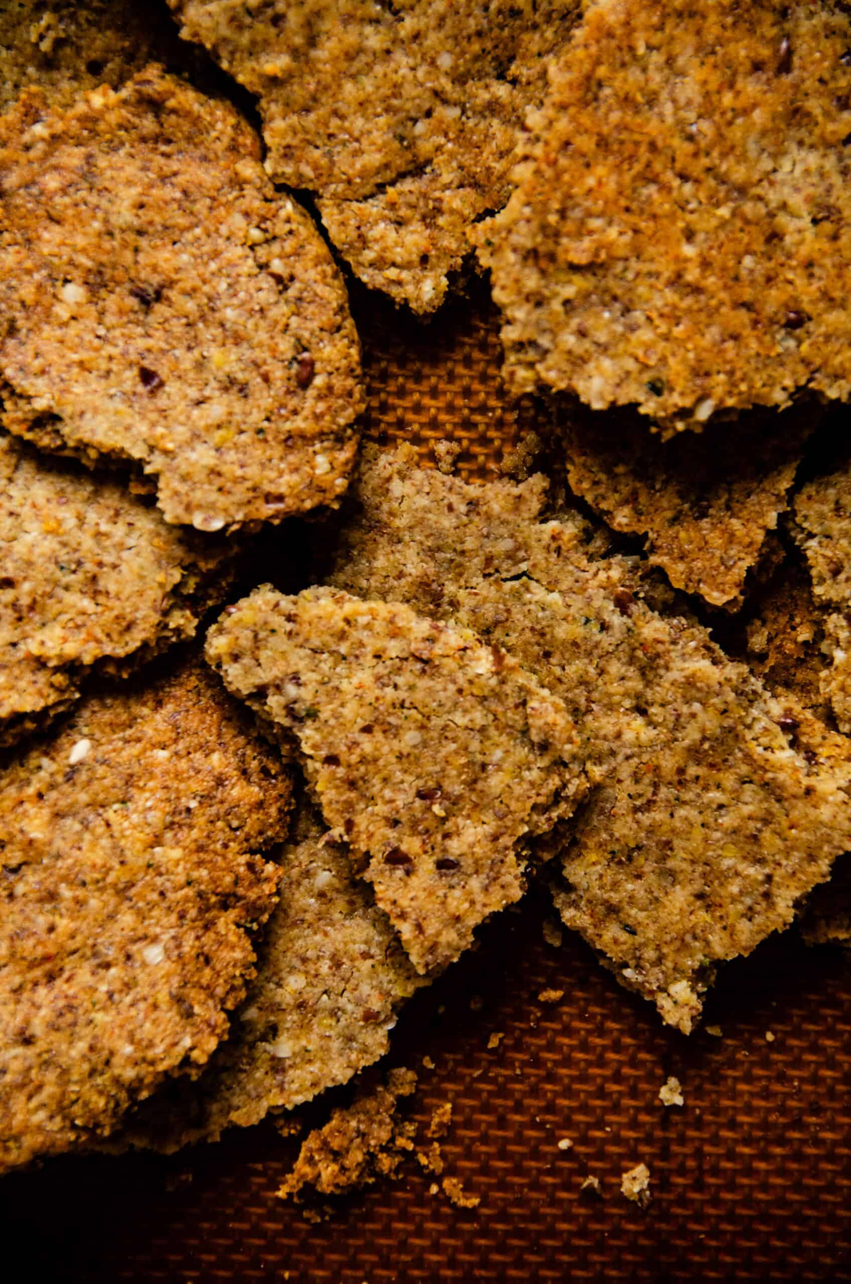 Brown rough crispy cracker pieces.