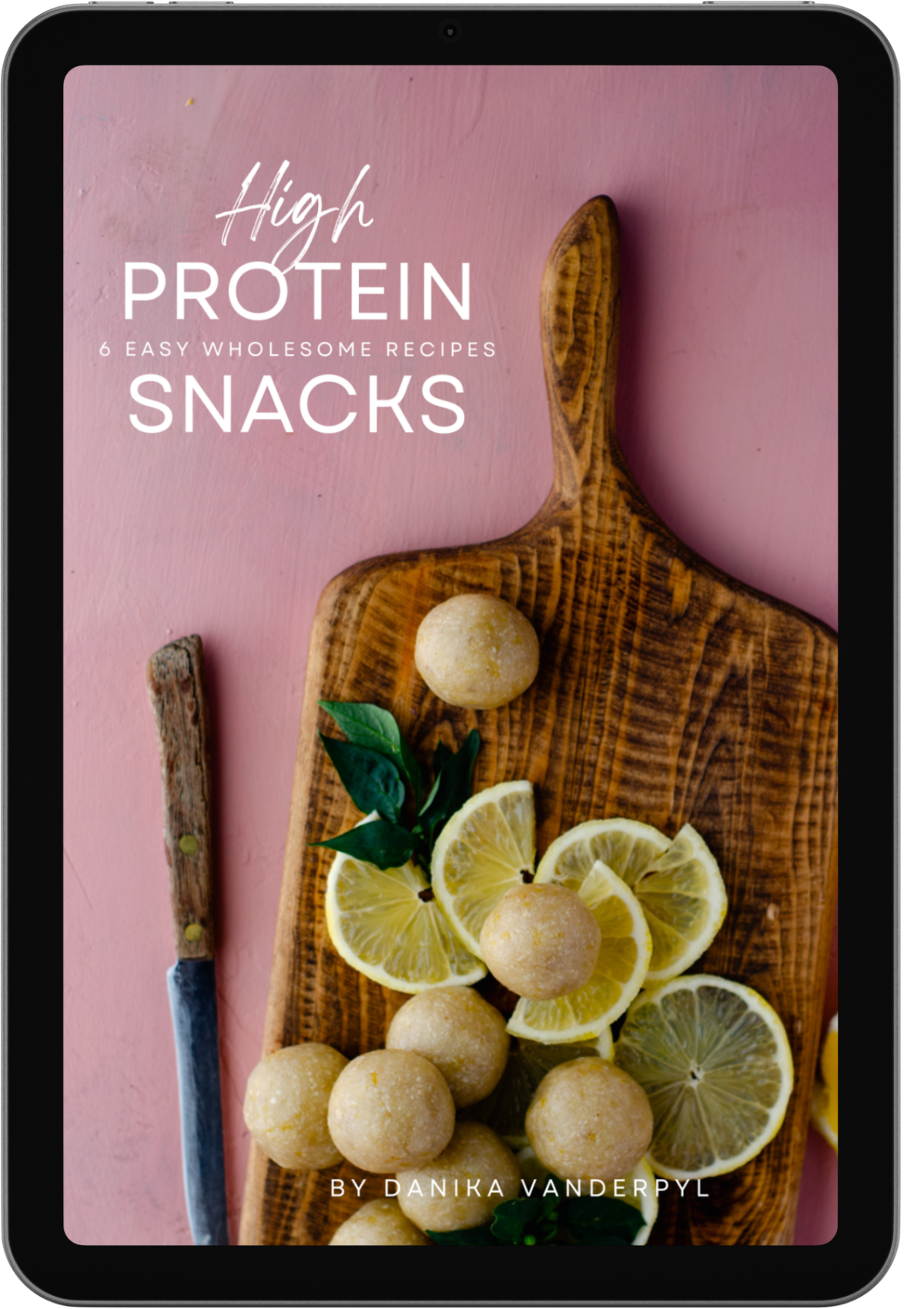 Ebook cover photo of energy balls and lemon slices.